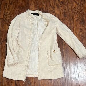 White tweed Zara coat